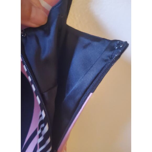 Elie Tahari 10 Ginny Couture Dress Strap Sheath Tropical Miami Deco Print Lined - Picture 3 of 15